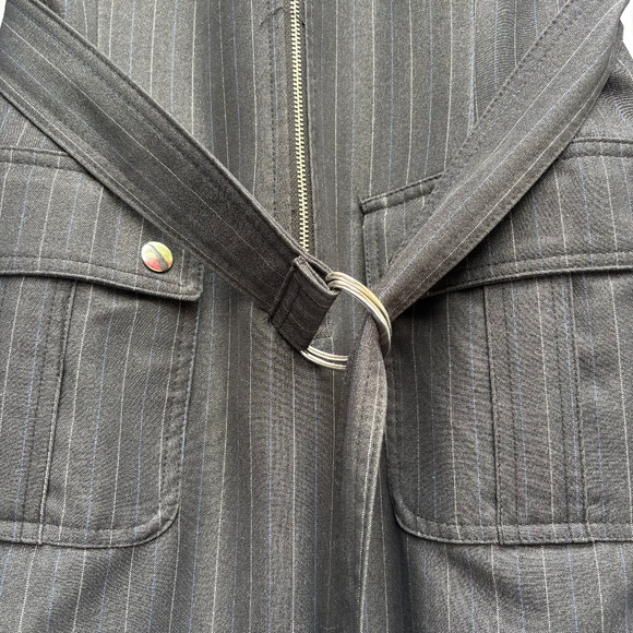 Charcoal Pinstripe Belted Shirt Dress Size ,12 - Picture 5 of 5